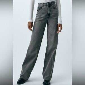 Zara Women's Black Wide Leg High Rise Jeans